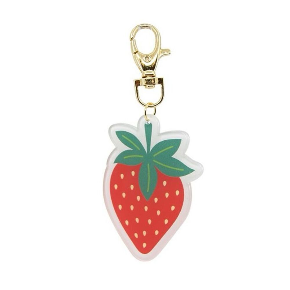 New Strawberry Bag Charm Keychain - Red & Green